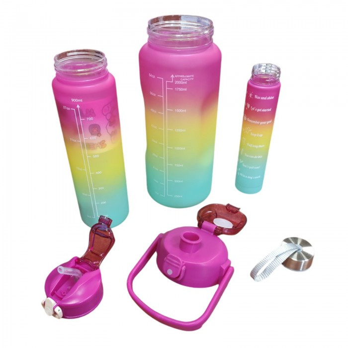 Спортивная бутылка с трубочкой для воды и напитков 3 в 1 METR набор бутылок 500 мл 900 2 л 52301, фото №2 Спортивная бутылка с трубочкой для воды и напитков 3 в 1 METR набор бутылок 500 мл 900 2 л 52301, фото №2