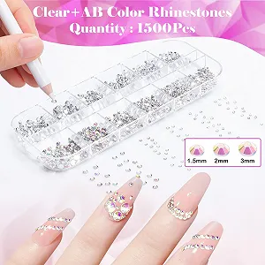 Стразы для ногтей MELLIEX, 3550 штук, блестящие камни 3 размеров и набор французских наклеек для ногтей 12 листов для дизайна лица и ногтей synthetic.ua - Фото 1