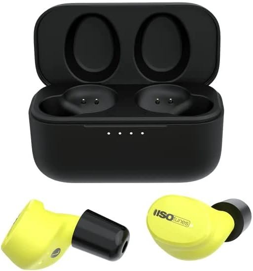 Беспроводные противошумные наушники ISOtunes Free Aware EN352 / Bluetooth 5.2 / Активное шумоподавление / Влагозащита IP67 / До 25 часов работы от кейса / Желтые, фото №3