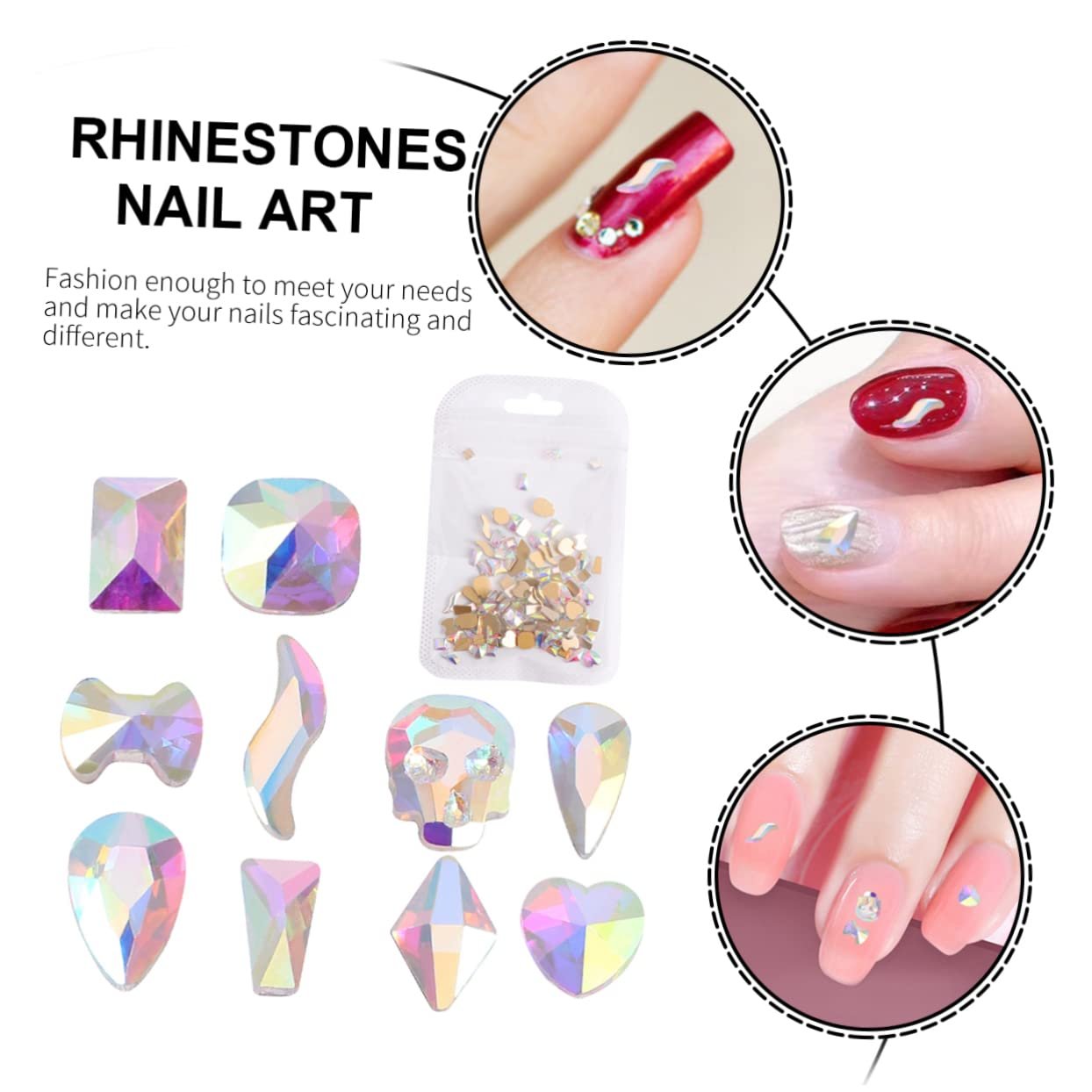 Стразы для ногтей Mikinona AB Diamond, плоское основание, акриловые, 100 шт., фото №6