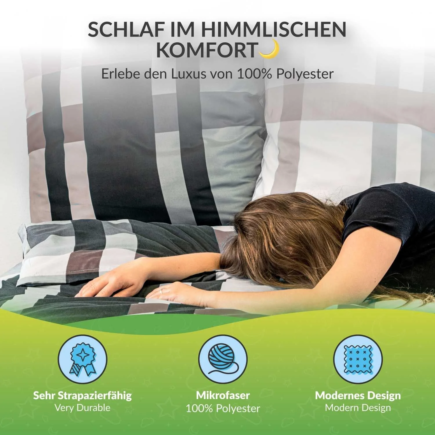 Постільна білизна etérea Urban Check мікрофібра 140x200 см набір із 2 предметів з наволочкою 70x90 см коричнева, фото №2