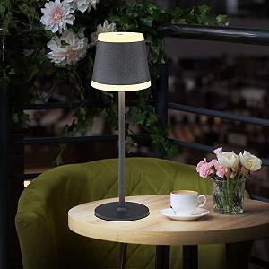Настольная лампа Globo LED Battery Table Lamp Wireless Touch Dimmer IP54 4 Вт 220 лм 3000 К 11 x 38.5 см Серый опал synthetic.ua - Фото 1