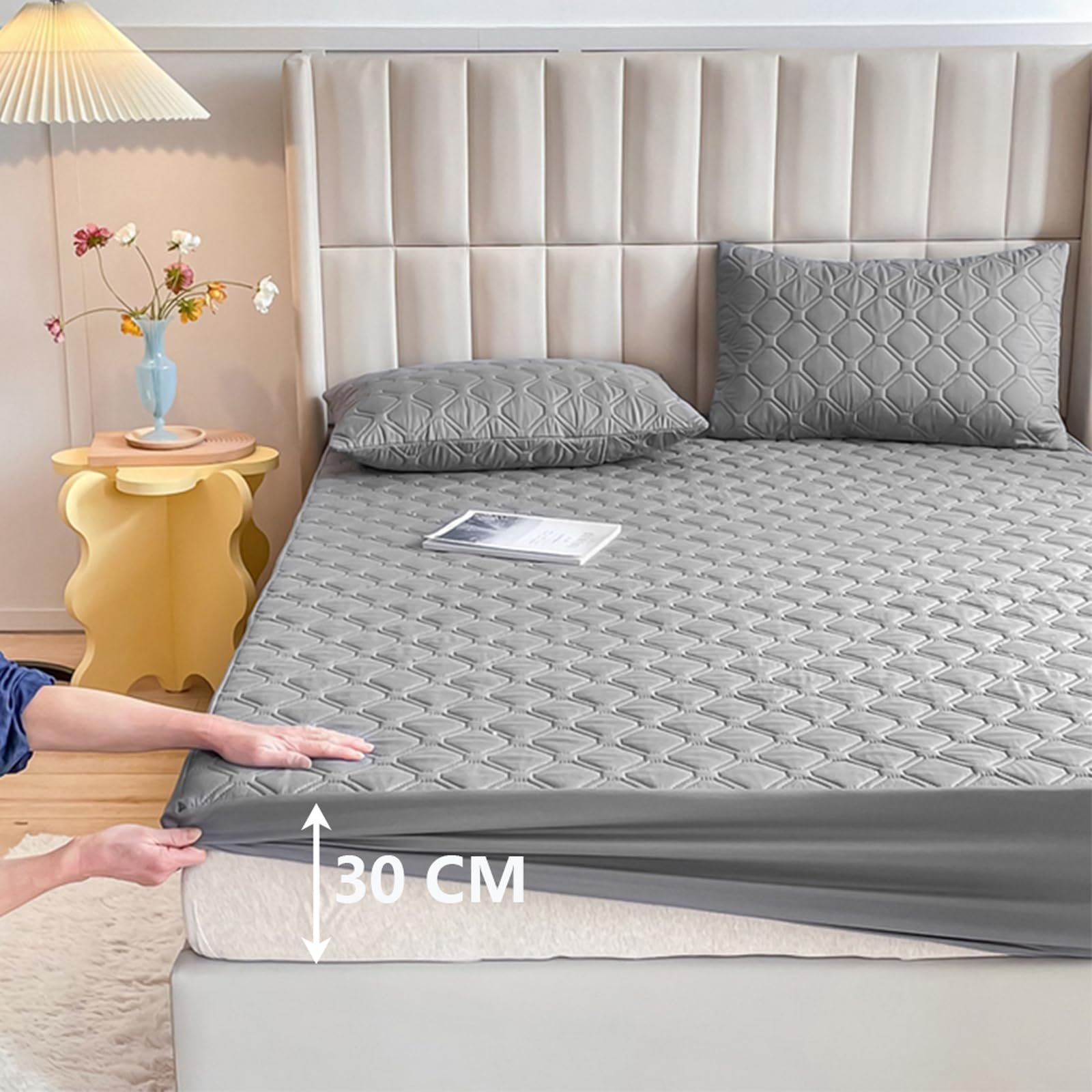 Наматрасник HAIBA Водонепроницаемый 150 x 200 см Синий Простынь на резинке с глубоким карманом 30 см с полным покрытием Дышащая простынь на резинке при недержании, фото №4 Наматрасник HAIBA Водонепроницаемый 150 x 200 см Синий Простынь на резинке с глубоким карманом 30 см с полным покрытием Дышащая простынь на резинке при недержании, фото №4