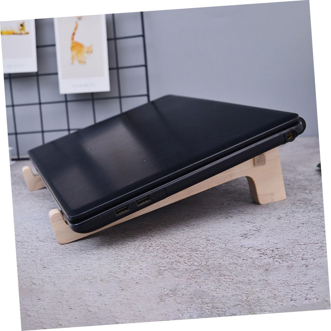 Підставка для ноутбука з масиву дерева, регульована, складана, для столу, компактна конструкція, підходить для ноутбуків, планшетів та книг, міцна, фото №6