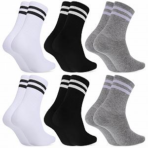 Носки теннисные Женские 6 пар Хлопковые Белый, Черный, Серый - Фото 1