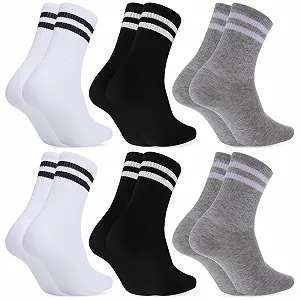 Носки теннисные Женские 6 пар Хлопковые Белый, Черный, Серый - Фото 1