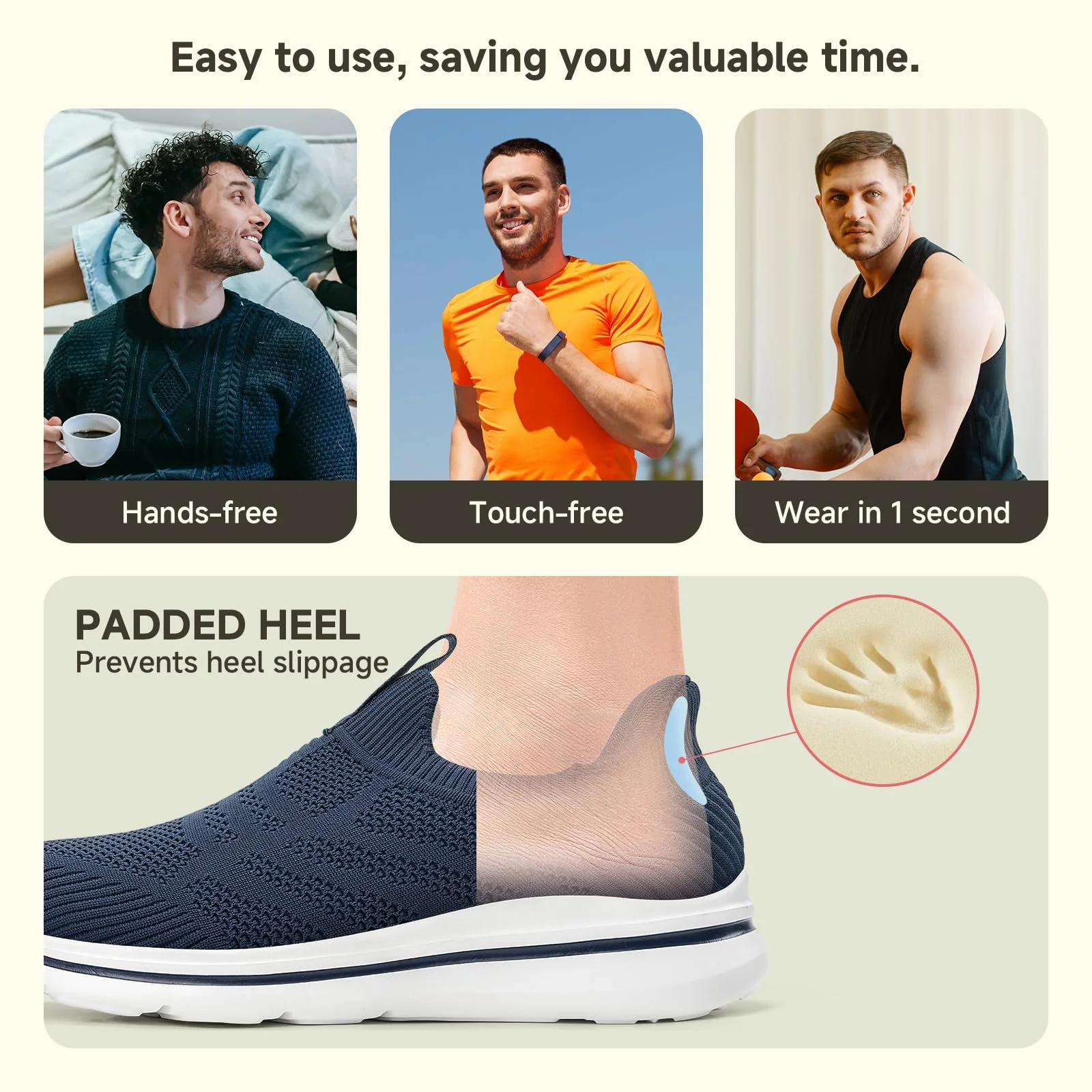 Кросівки ODCKOI Без шнурків Легкі дихаючі Зручні Повсякденні Сітчасті Спортивні, фото №3