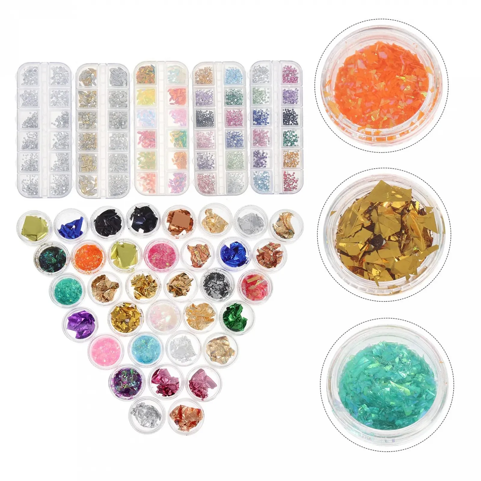 Набор для ногтей MERRYHAPY Аксессуары для ногтей Плоские 3D Камни для ногтей Змеиная ракушка Блестящая бумага Разноцветный, фото №6