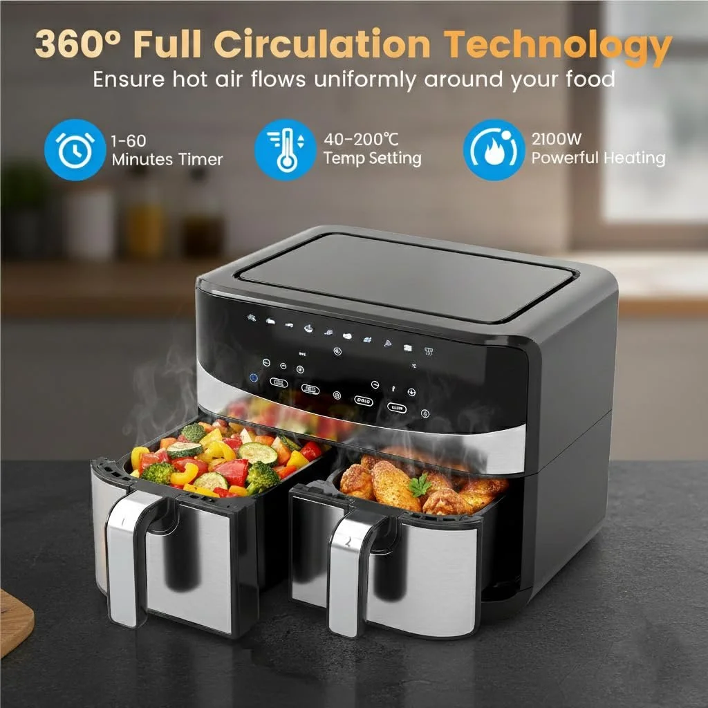 Мультипечь LIFEZEAL 8 L Double Basket 2100 W 10-in-1, фото №3 Мультипечь LIFEZEAL 8 L Double Basket 2100 W 10-in-1, фото №3