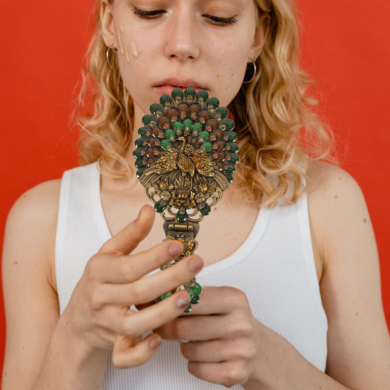 Зеркало Angoily Винтаж Зеркало для макияжа Складное с LED подсветкой Большое, фото №5