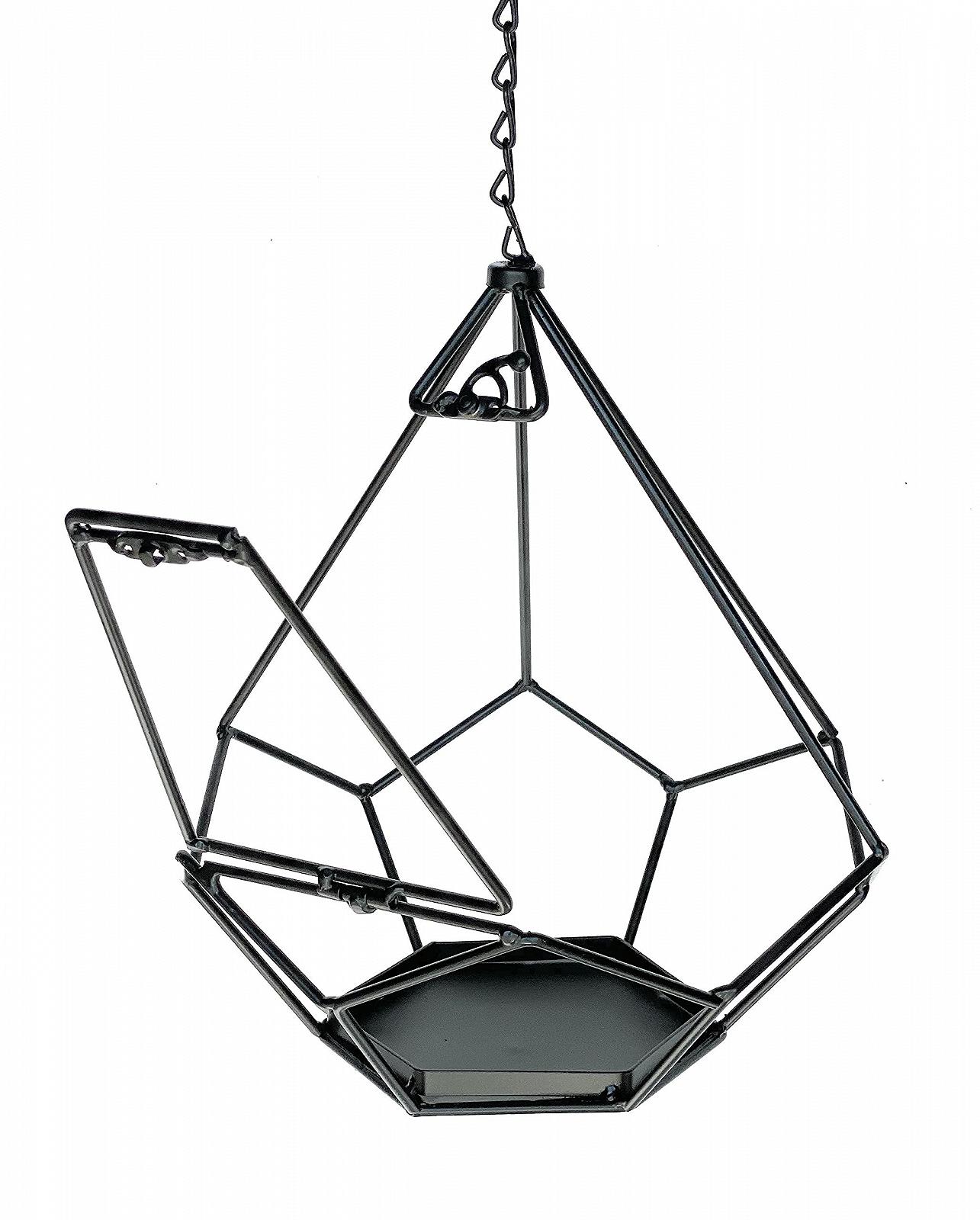Підвісний кошик для рослин DanDiBo 96075 S 64 см Металевий Шестигранний Чорний, фото №6