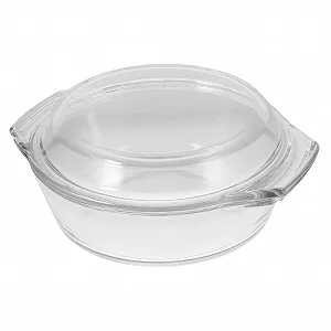 Форма для запікання Ciieeo скляна кругла з кришкою та ручками жаростійка - Фото 1