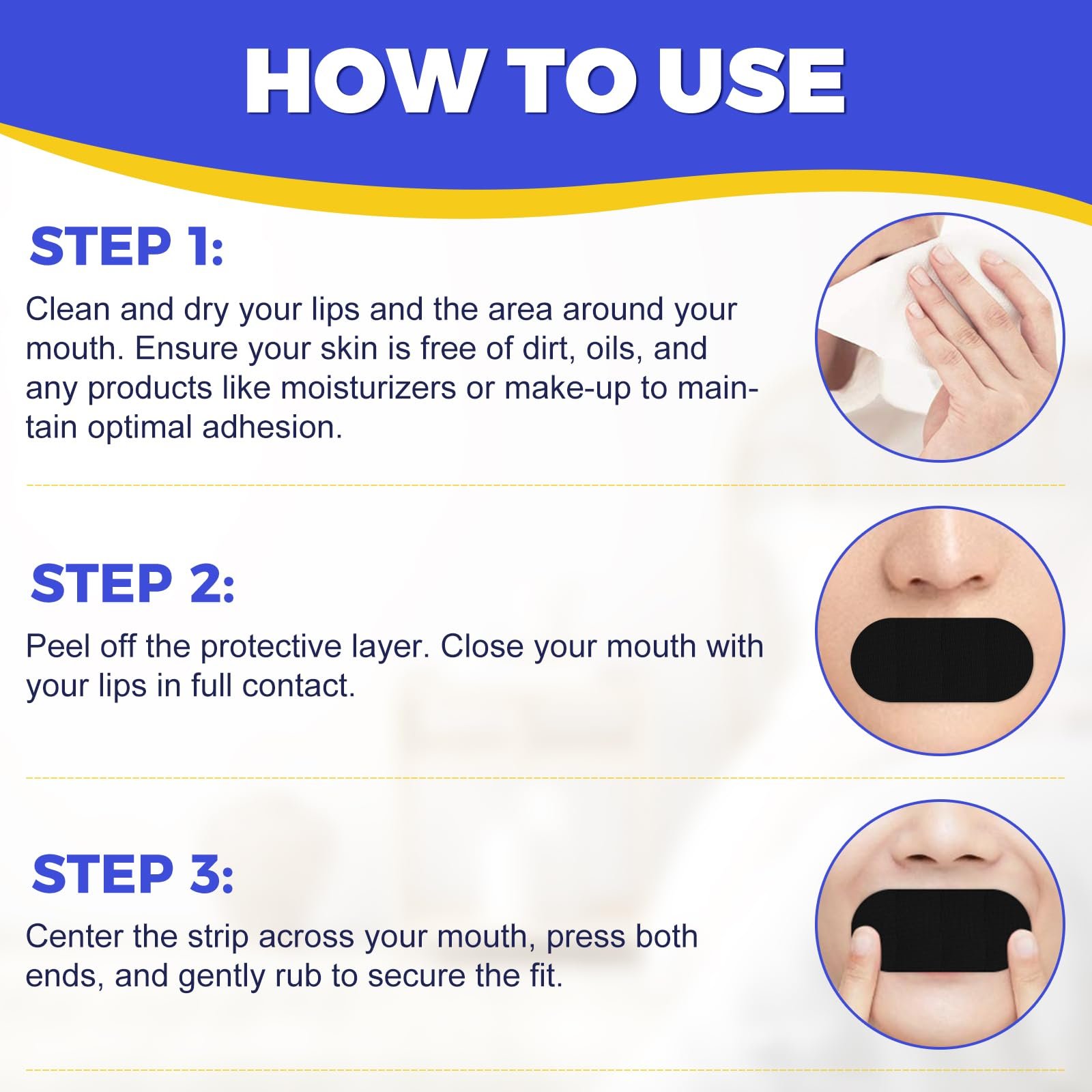 Смужка для рота для сну Гіпоалергенний засіб від хропіння для чоловіків і жінок, фото №6