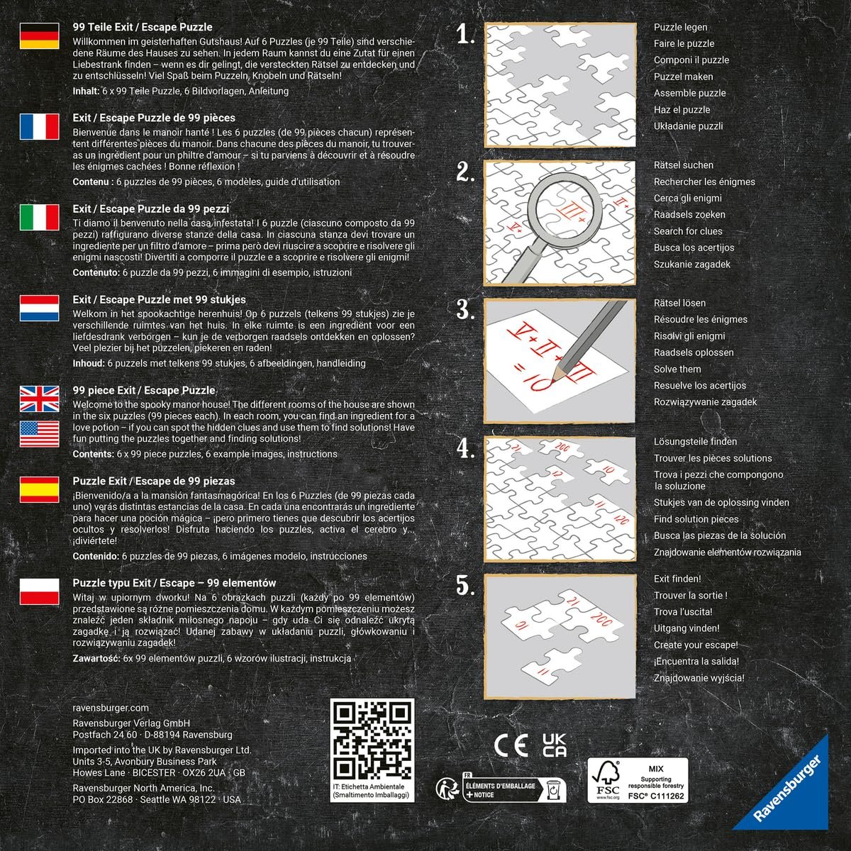 Пазл Ravensburger EXIT The Ghostly Manor House 6 x 99 деталей, фото №3 Пазл Ravensburger EXIT The Ghostly Manor House 6 x 99 деталей, фото №3