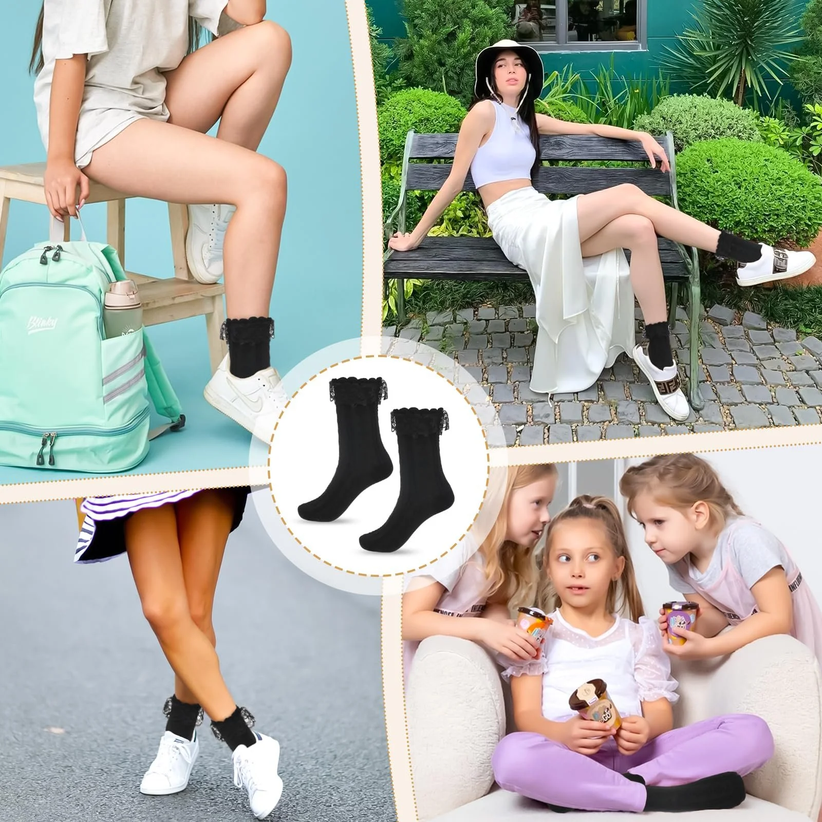 Шкарпетки з мереживом Білі Жіночі, фото №7