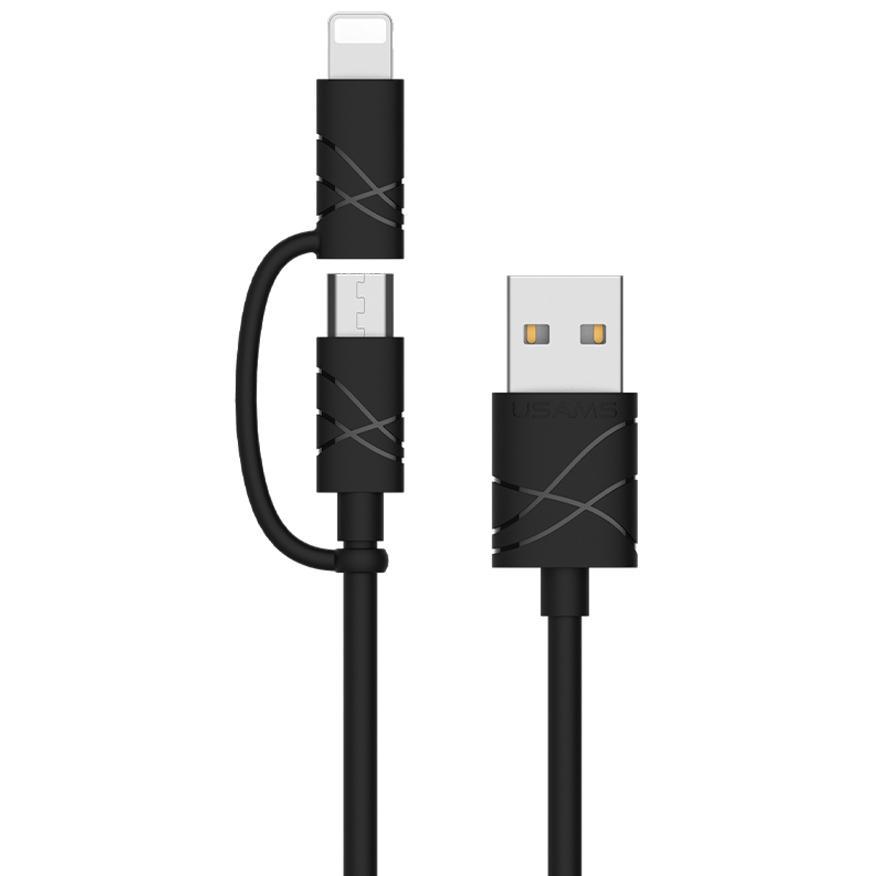 Дата кабель Usams US-SJ077 2in1 U-Gee USB to Micro Lightning 1m, фото №3