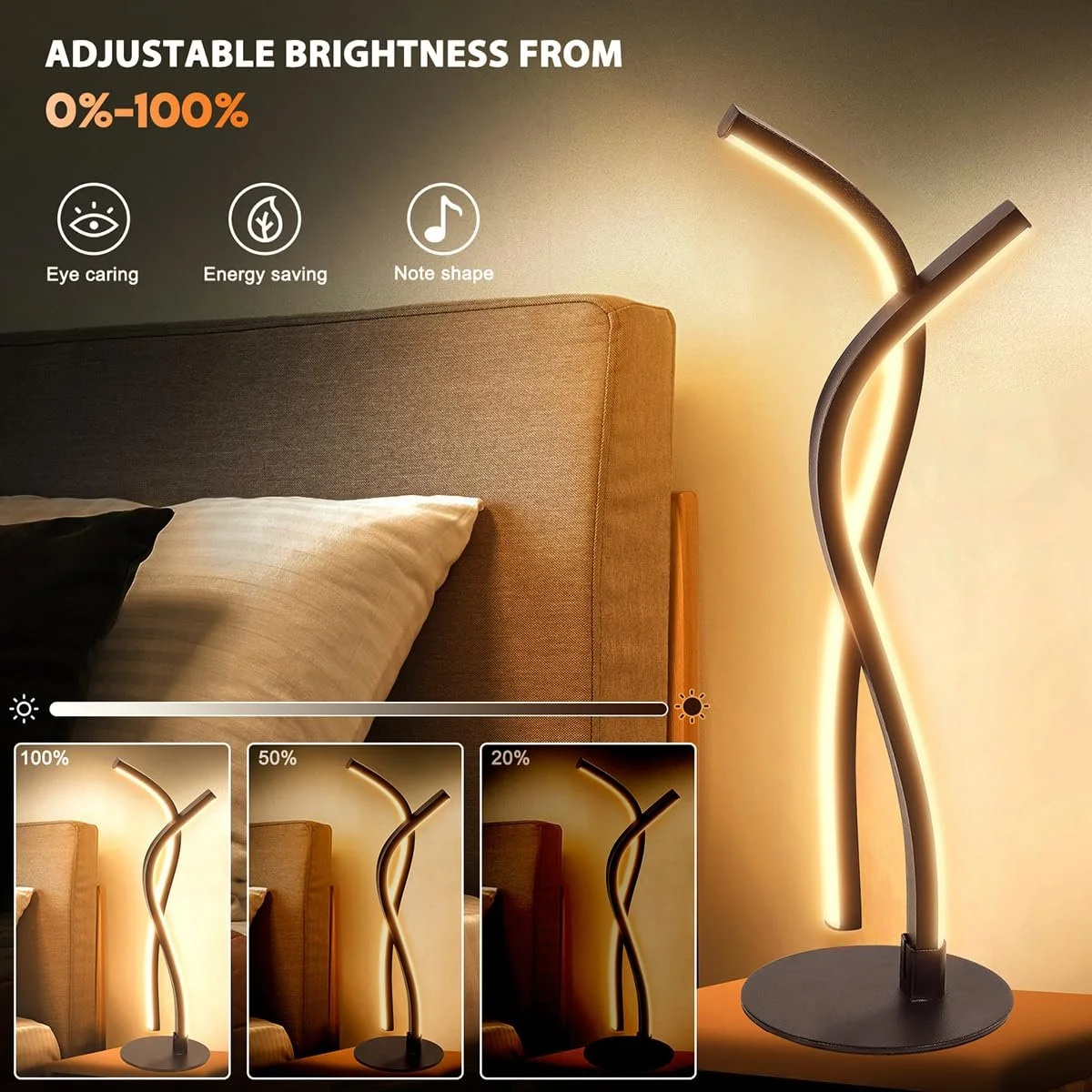 Настільна лампа LED Bedside Lamp RGB Warm White Dimmable Spiral App Control, фото №3