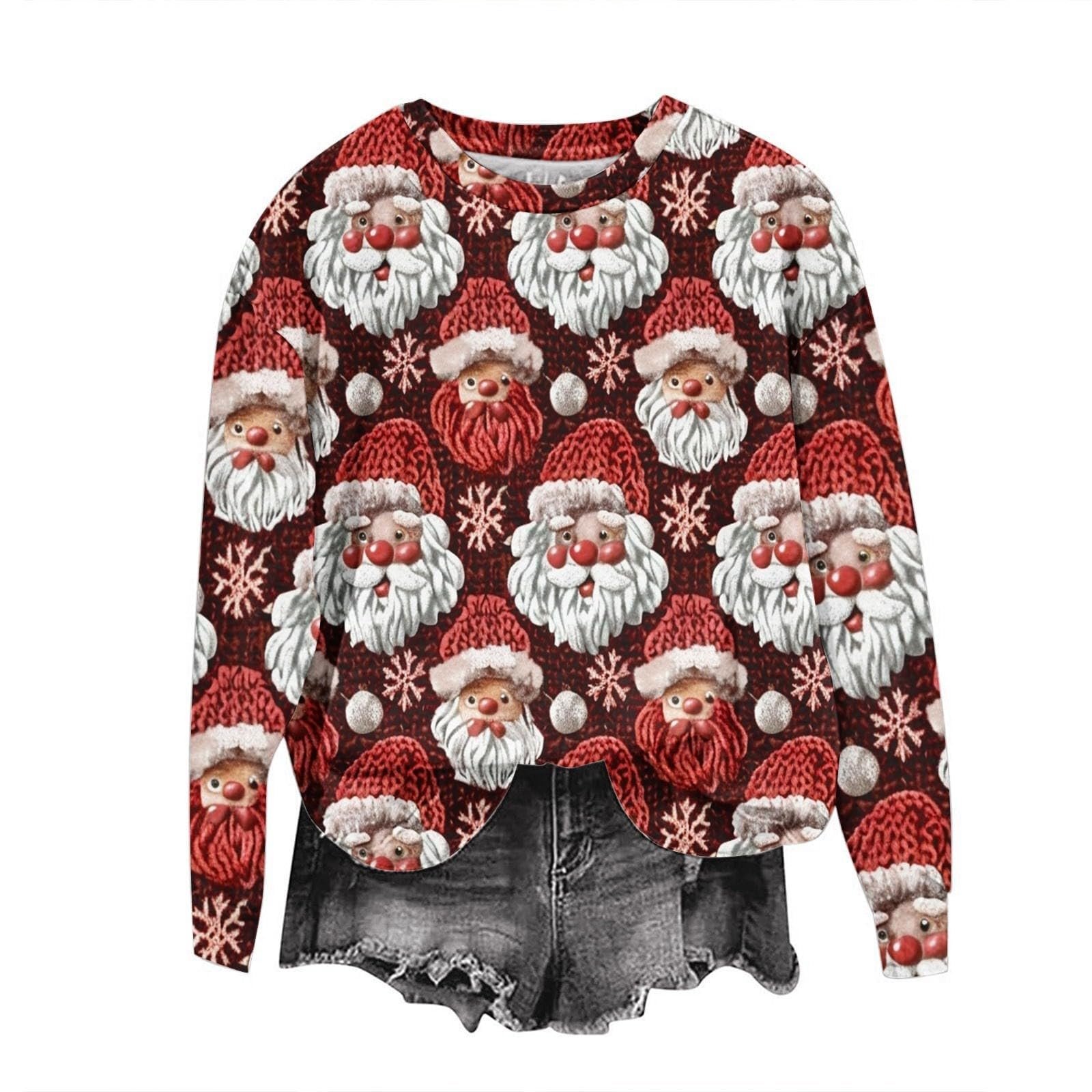 Qixiu Рождественский свитер Женский зимний свитер Рождественский свитшот с принтом Санты Снеговика Щенка Круглый вырез Повседневный верх с длинными рукавами Рождественский свитшот, фото №1 Qixiu Рождественский свитер Женский зимний свитер Рождественский свитшот с принтом Санты Снеговика Щенка Круглый вырез Повседневный верх с длинными рукавами Рождественский свитшот, фото №1