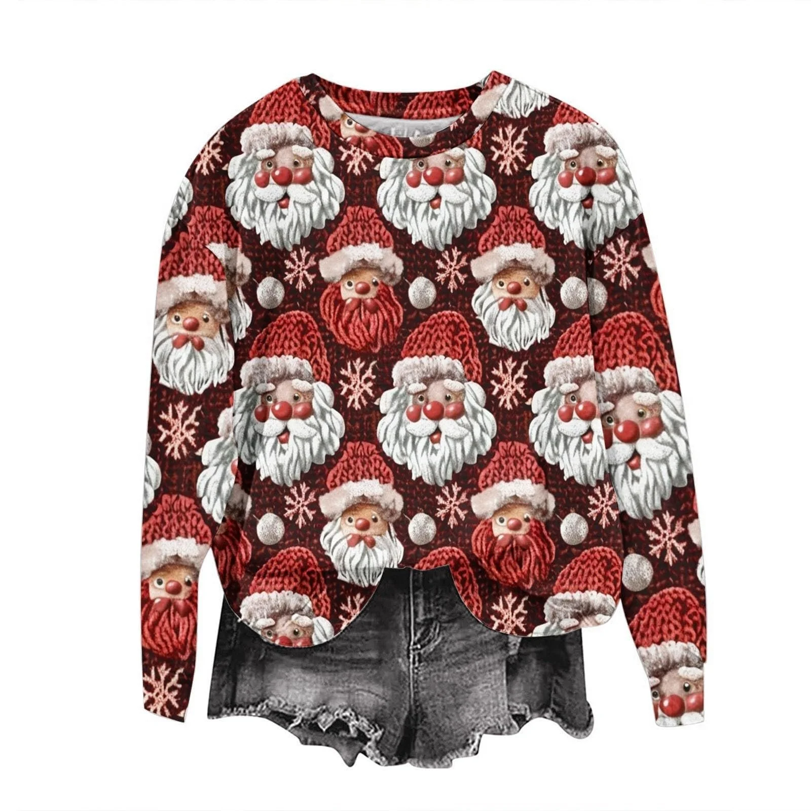 Qixiu Рождественский свитер Женский зимний свитер Рождественский свитшот с принтом Санты Снеговика Щенка Круглый вырез Повседневный верх с длинными рукавами Рождественский свитшот, фото №1 Qixiu Рождественский свитер Женский зимний свитер Рождественский свитшот с принтом Санты Снеговика Щенка Круглый вырез Повседневный верх с длинными рукавами Рождественский свитшот, фото №1