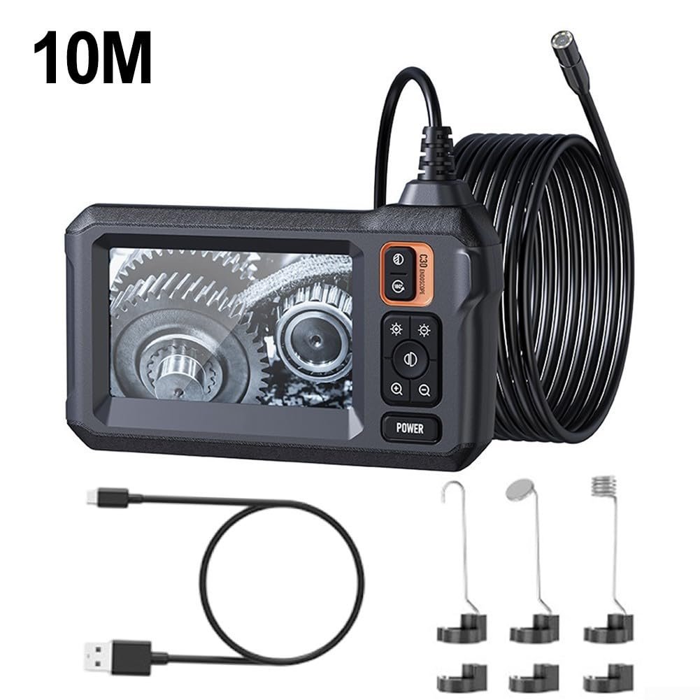 Инспекционная камера Oniissy с 4,3-дюймовым IPS-экраном, IP67 Auto Industrial Endoscopes, полужесткий кабель 10 м, Channel Camera, 8 LED освещения (10 м), фото №2