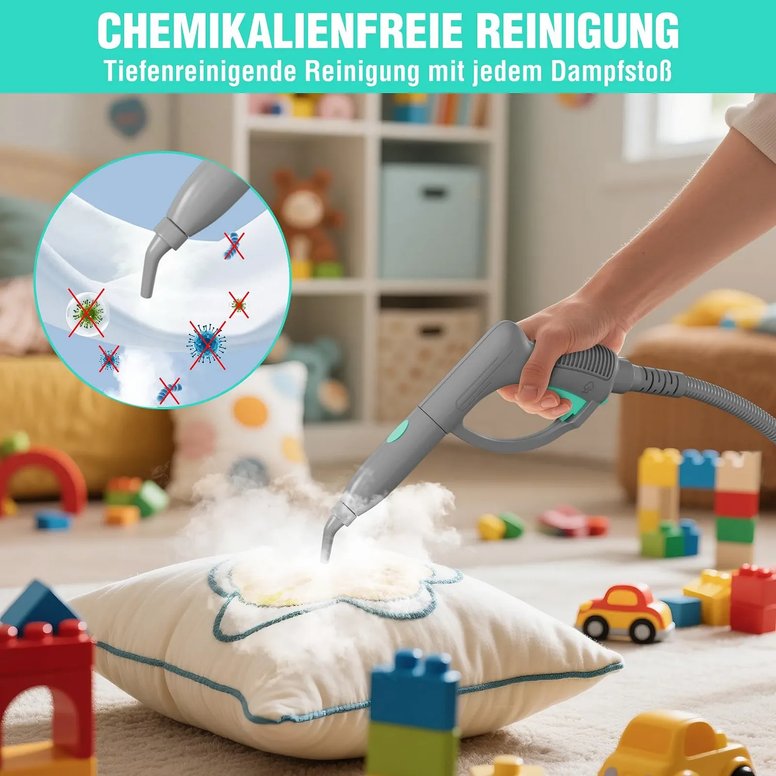 Пароочисник HAUSHOF 1800 Вт 1.5 л 4 бар 17 аксесуарів 3 м кабель, фото №7