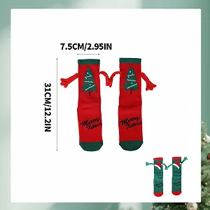 Носки Рождественские 2 пары, узор Руки, Шапка Санты и Ёлка, Магнитные носки для мужчин и женщин, праздничные для пар synthetic.ua - Фото 1