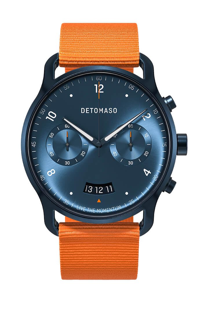 Годинник DeTomaso Sorpassso Chrono Чоловічий Аналоговий Кварцовий #tide Ocean Material® Браслет Оранжевий, Синій, Ремінець., фото №1