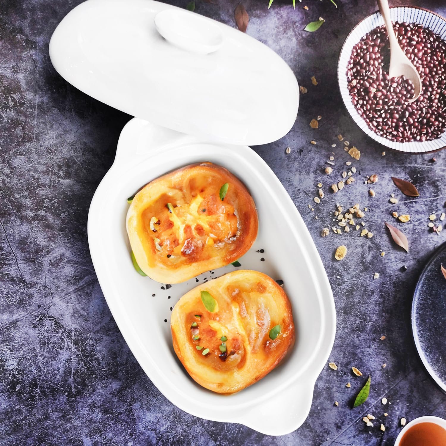 Гусятниця для запікання керамічна з кришкою 32,5 см 1900 мл біла, фото №5 Гусятниця для запікання керамічна з кришкою 32,5 см 1900 мл біла, фото №5