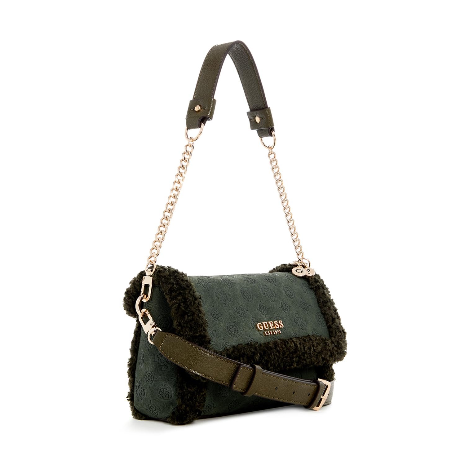 Женская сумка через плечо GUESS Davika Flap Зеленая, фото №3