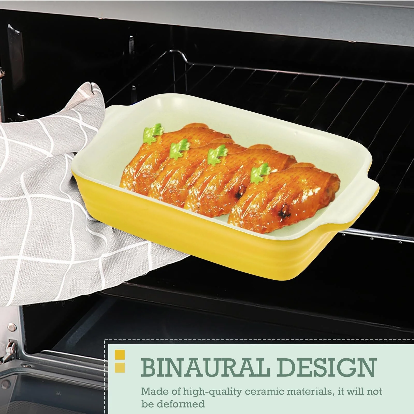 Форма для запікання керамічна прямокутна термостійка з двома ручками, фото №2