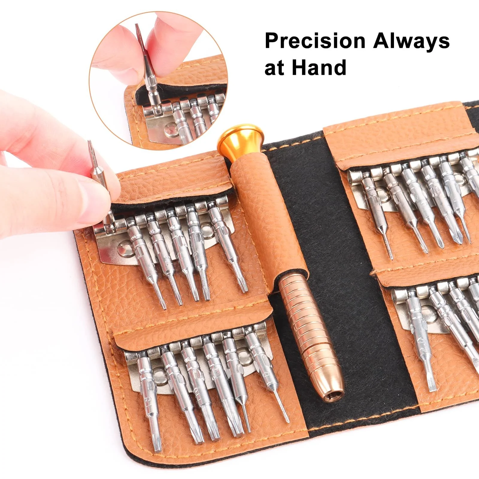 Набір викруток UKOFEW Precision Mechanics 25 in 1 з шкіряним футляром, фото №4