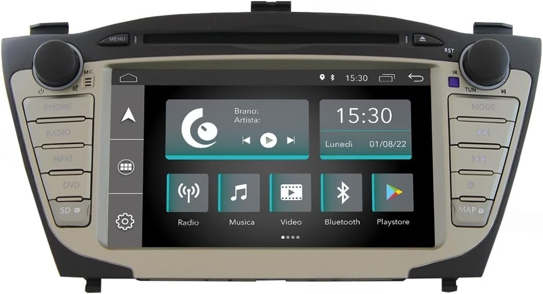 Штатная автомагнитола JFSound JF-137H5A-XDAB-1 для Hyundai IX35 / 7" / Сенсорная / 2/16Гб / Android 12 / Apple CarPlay / Android Auto / Bluetooth / WI-FI / GPS / USB / DAB+ / CD / DVD, фото №1