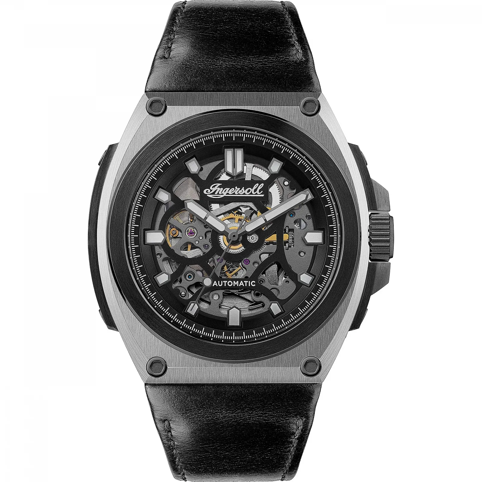Мужские Автоматические Часы Ingersoll The Motion I11702B с Кожаным Ремешком, Диаметр Корпуса 50 мм, Черный, фото №1 Мужские Автоматические Часы Ingersoll The Motion I11702B с Кожаным Ремешком, Диаметр Корпуса 50 мм, Черный, фото №1