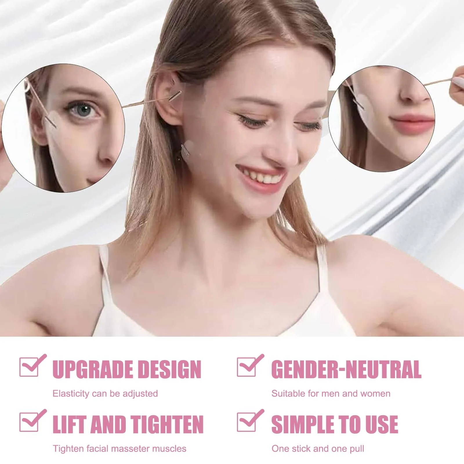 Стрічки для підтяжки обличчя 40 шт, невидимі патчі проти зморшок для миттєвої підтяжки, фото №2