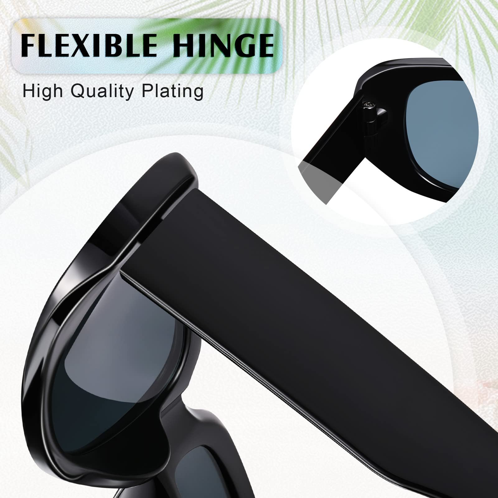 Солнцезащитные очки Fiada Винтажные прямоугольные Набор из 4 White, brown, black, leopard, фото №3