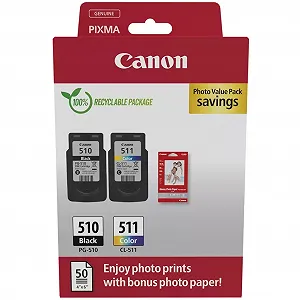 Купить Картридж Canon PG-510+CL-511 +Photo Paper, Value Pack (2970B017) - Фото 1 Картридж Canon PG-510+CL-511 +Photo Paper, Value Pack (2970B017) - Фото 1