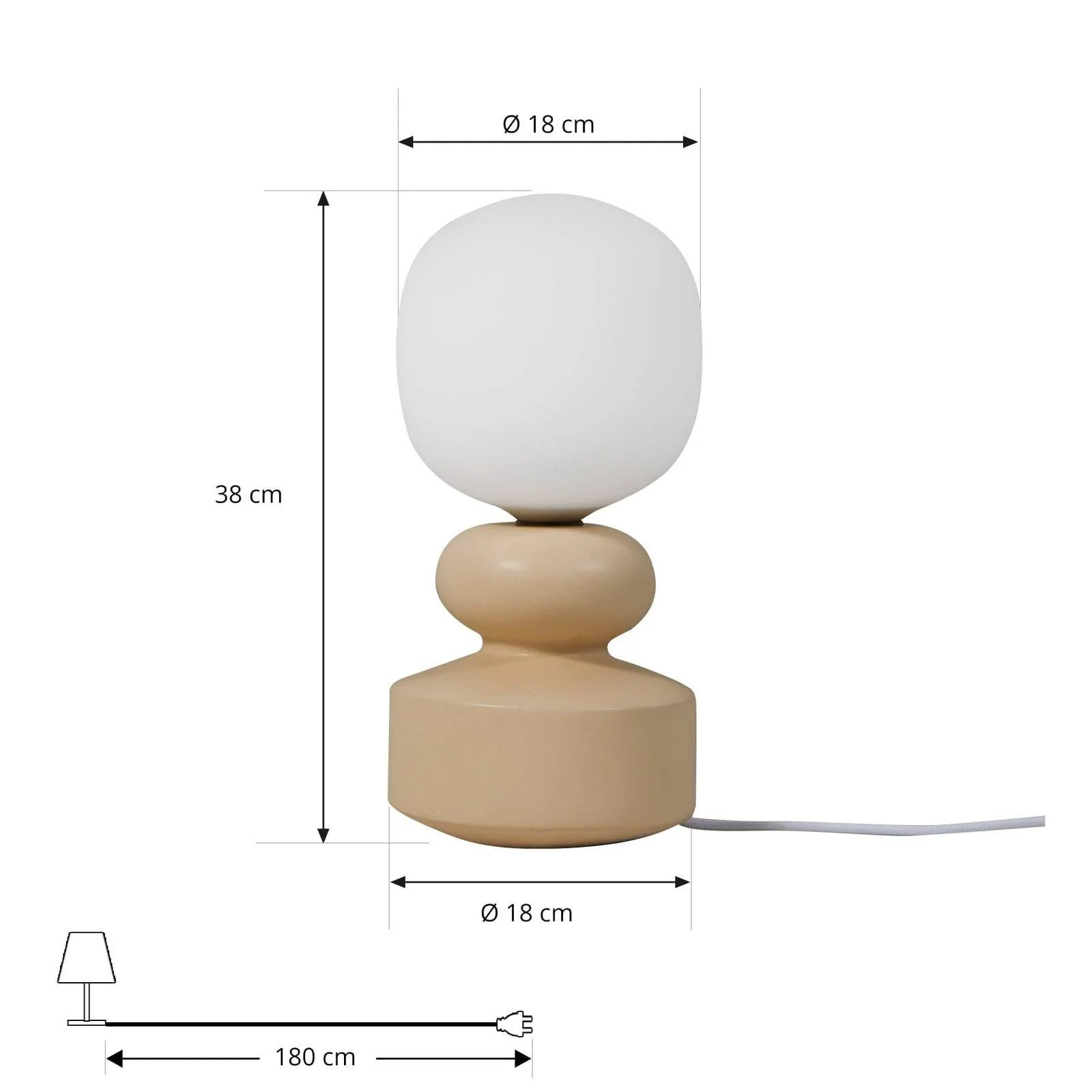 Настільна лампа Lucande Fidelo скандинавська жовта кераміка 1 лампочка E14, фото №5