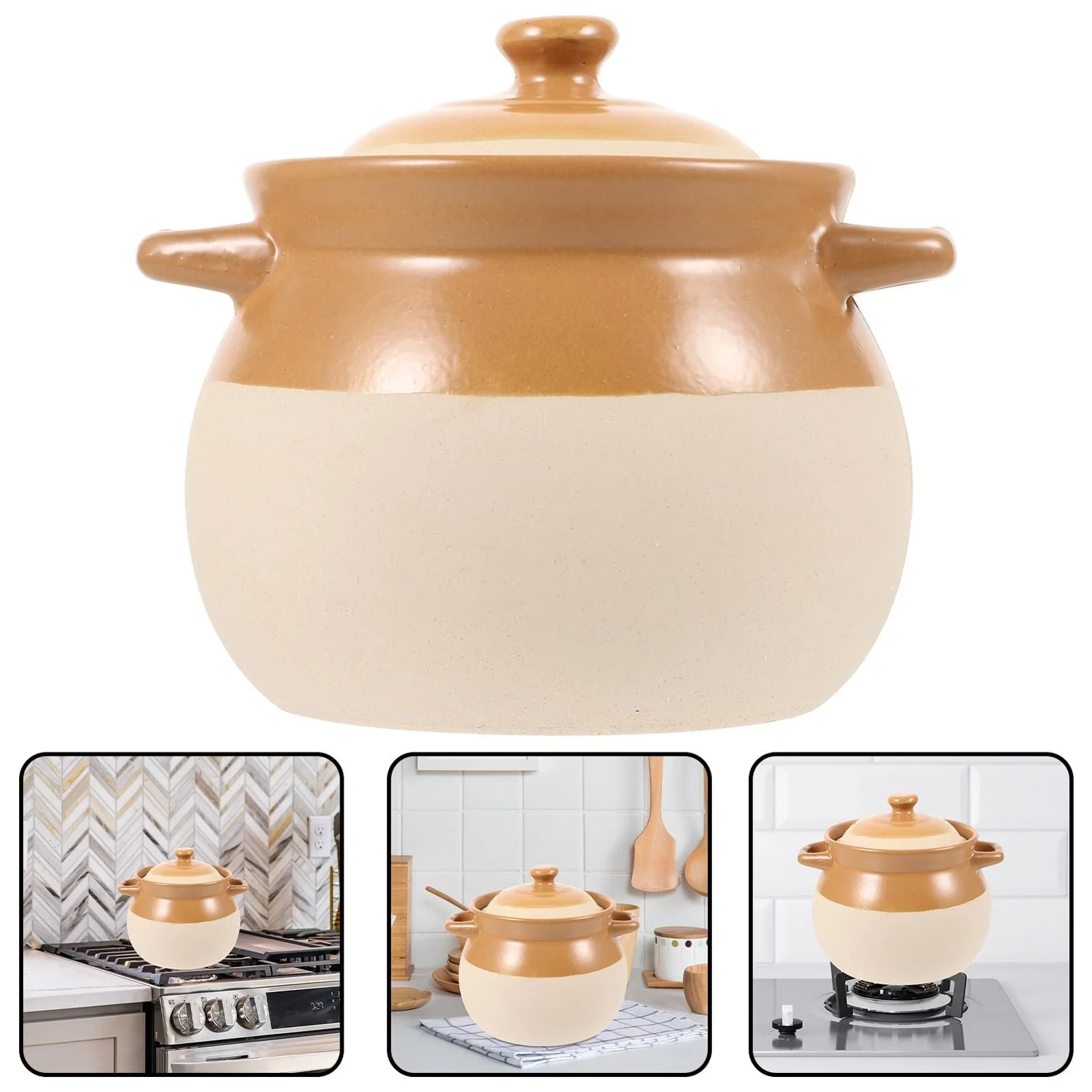 Кастрюля керамическая для газовой плиты с гладкой поверхностью, фото №3