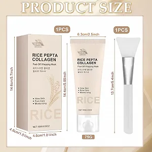 Маска-пленка для лица Rice Pepta Collagen, ночная маска с коллагеном, глубокое увлажнение, повышение упругости кожи, уменьшение тусклости для сияющей кожи, корейский уход за кожей synthetic.ua - Фото 1