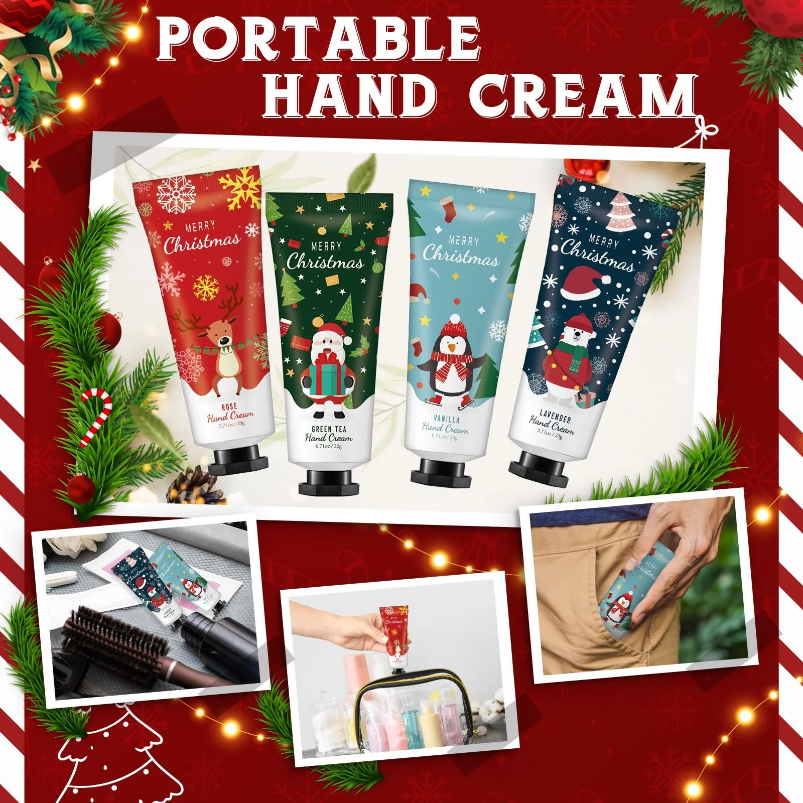 Крем для рук Queekay набір Різдвяний міні-лосьйон для сухої потрісканої шкіри рук 24 шт, фото №2