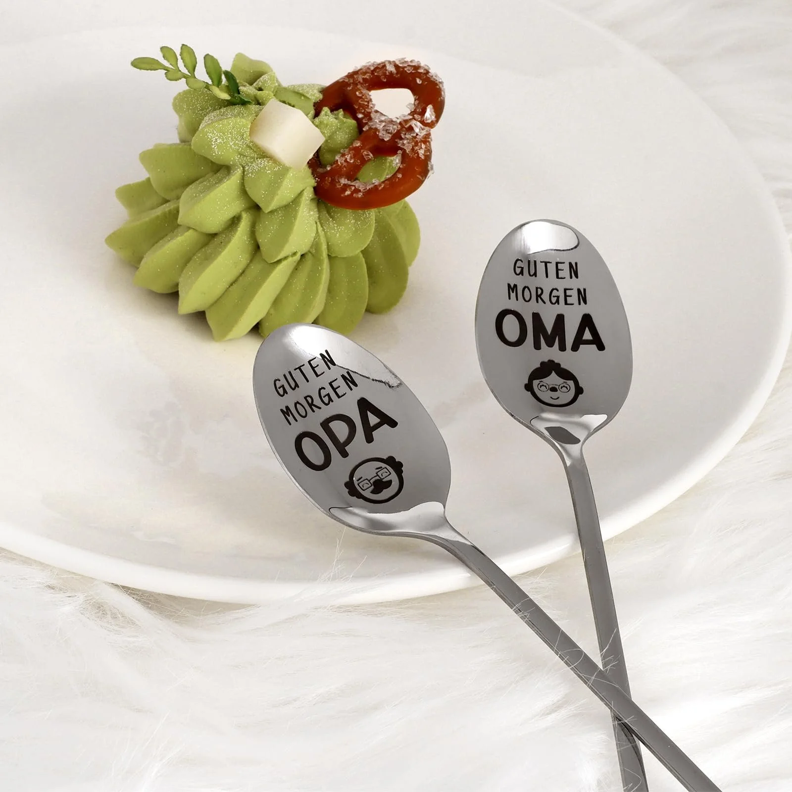 Ложка Hxezoc Набор 2 шт Дедушка и Бабушка в подарок для дедушки и бабушки от внука Кофейные ложки из нержавеющей стали с гравировкой Доброе утро Подарки на День матери День отца День рождения Пасха Рождество, фото №5