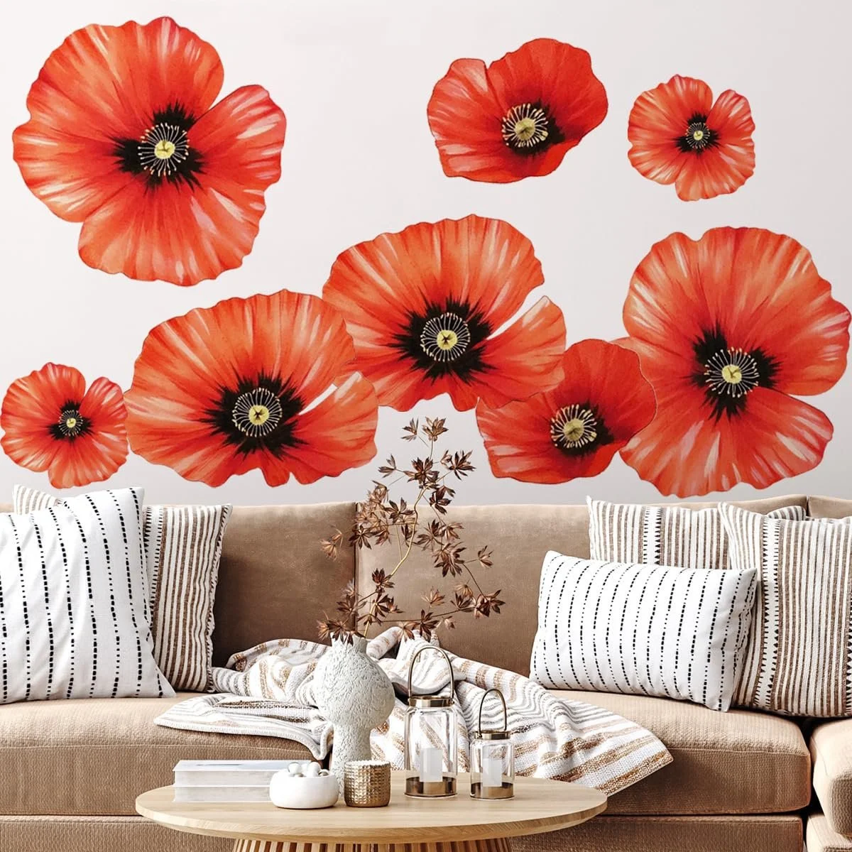 Наклейка на стіну Runtoo Large Flower 3D Червоні маки, фото №3