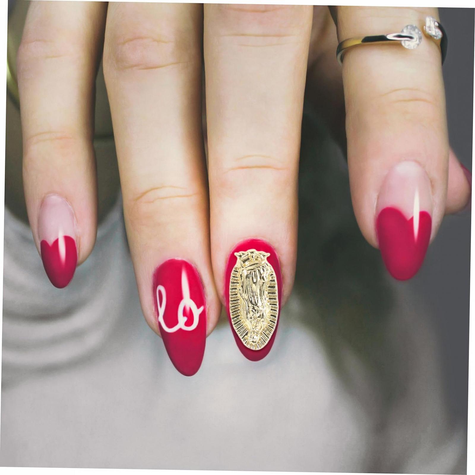 Подвеска для ногтей FRCOLOR Богоматерь Гваделупская шпилька Золотые драгоценные камни для ногтей Ожерелье Богоматери Подвеска для ногтей Стразы Наклейка Дева Металл Золотой, фото №4