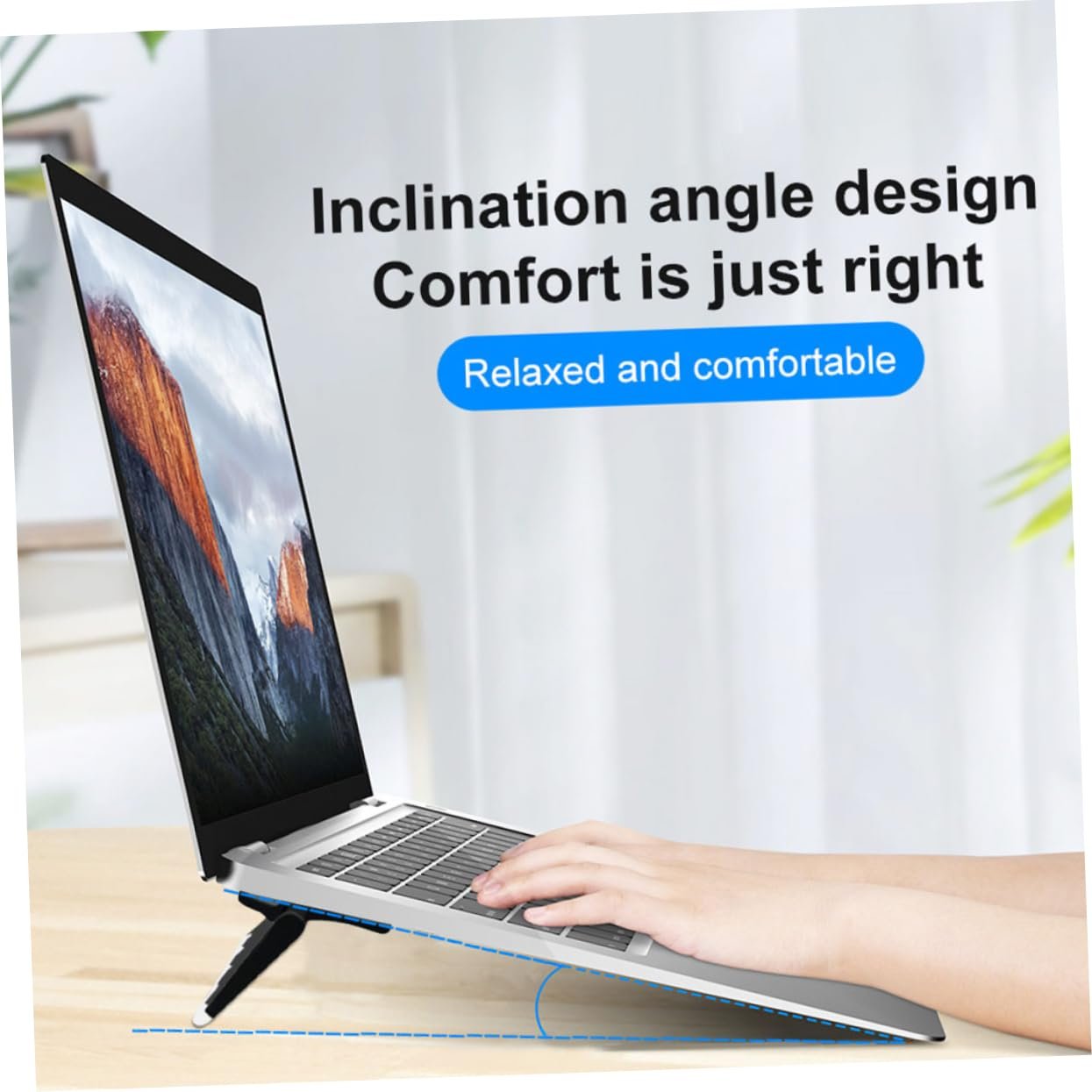 Подставка для ноутбука TEHAUX Складная, 4 шт., эргономичная, регулируемая по высоте, портативная для охлаждения и стабильности Черный, фото №7