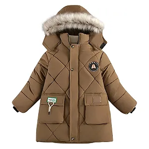 Куртка для хлопчиків з капюшоном і штучним хутром semen - Фото 1