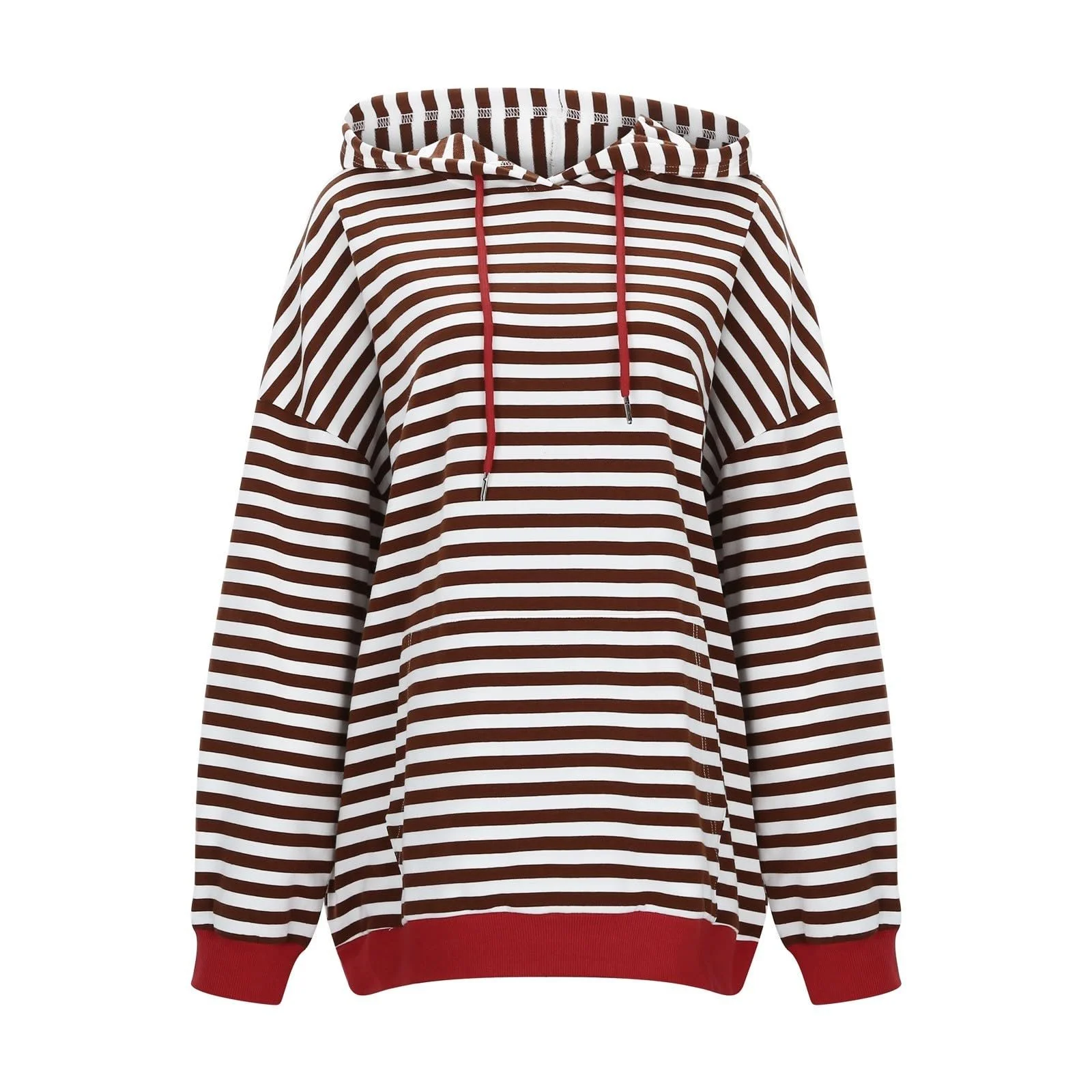 Свитшот Oversize в Полоску Женский, Полосатый Пуловер Женский с Капюшоном, Джемпер с Круглым Вырезом, Полосатый Сине-Белый с Длинным Рукавом Осенний Больших Размеров, фото №6