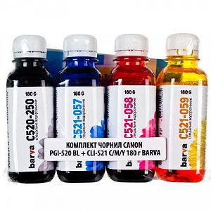 Чернила BARVA CANON PGI-520BL + CLI-521 C/M/Y 4х180г CPGI520-180-MP synthetic.ua - Фото 1