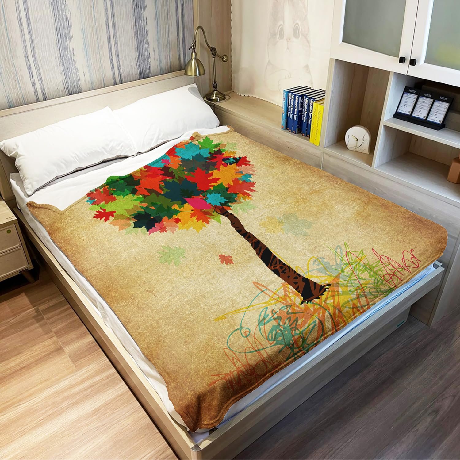 Покривало YISUMEI Фланелева М'яка Флісова Покривало Кольорове Дерево Ретро, 150 x 200 см, фото №4 Покривало YISUMEI Фланелева М'яка Флісова Покривало Кольорове Дерево Ретро, 150 x 200 см, фото №4