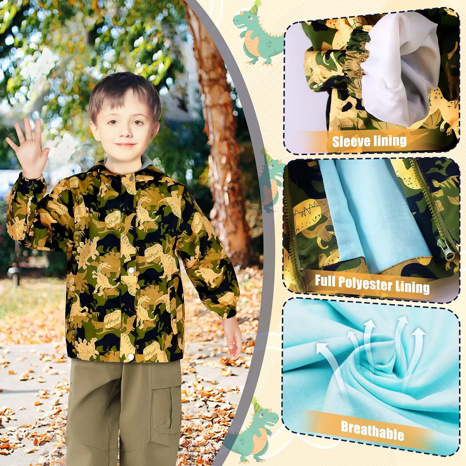 Водонепроникна дитяча куртка JinBei з капюшоном для хлопчиків, фото №5