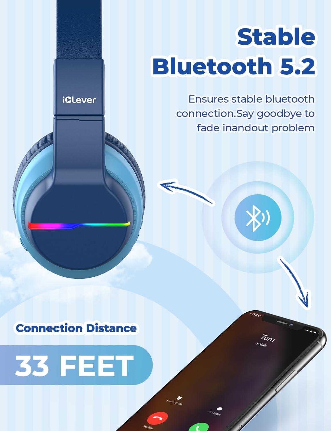 Наушники iClever BTH12 Bluetooth детские, фото №5